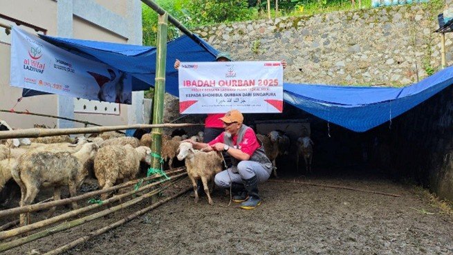 Qurban DAY Laziswaf Pesantren Al Hilal dengan Donatur Singapura