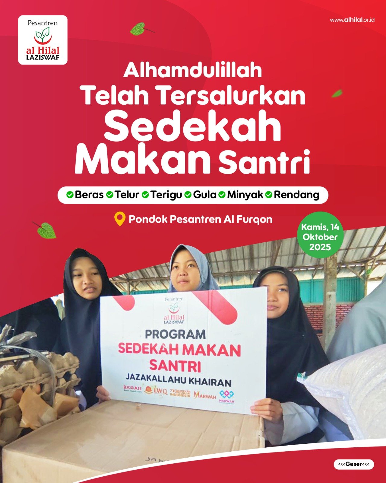Lembaga Zakat Jawa Barat: Sedekah Makan Santri Telah Tersalurkan!