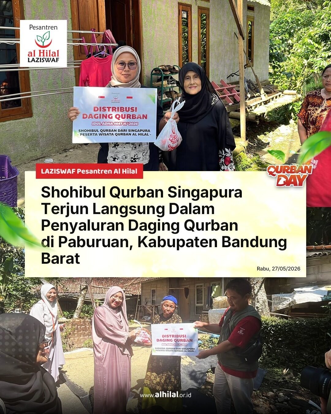 Shohibul Qurban Singapura Terjun Langsung dalam Penyaluran Daging Qurban di Paburuan, Kabupaten Bandung Barat