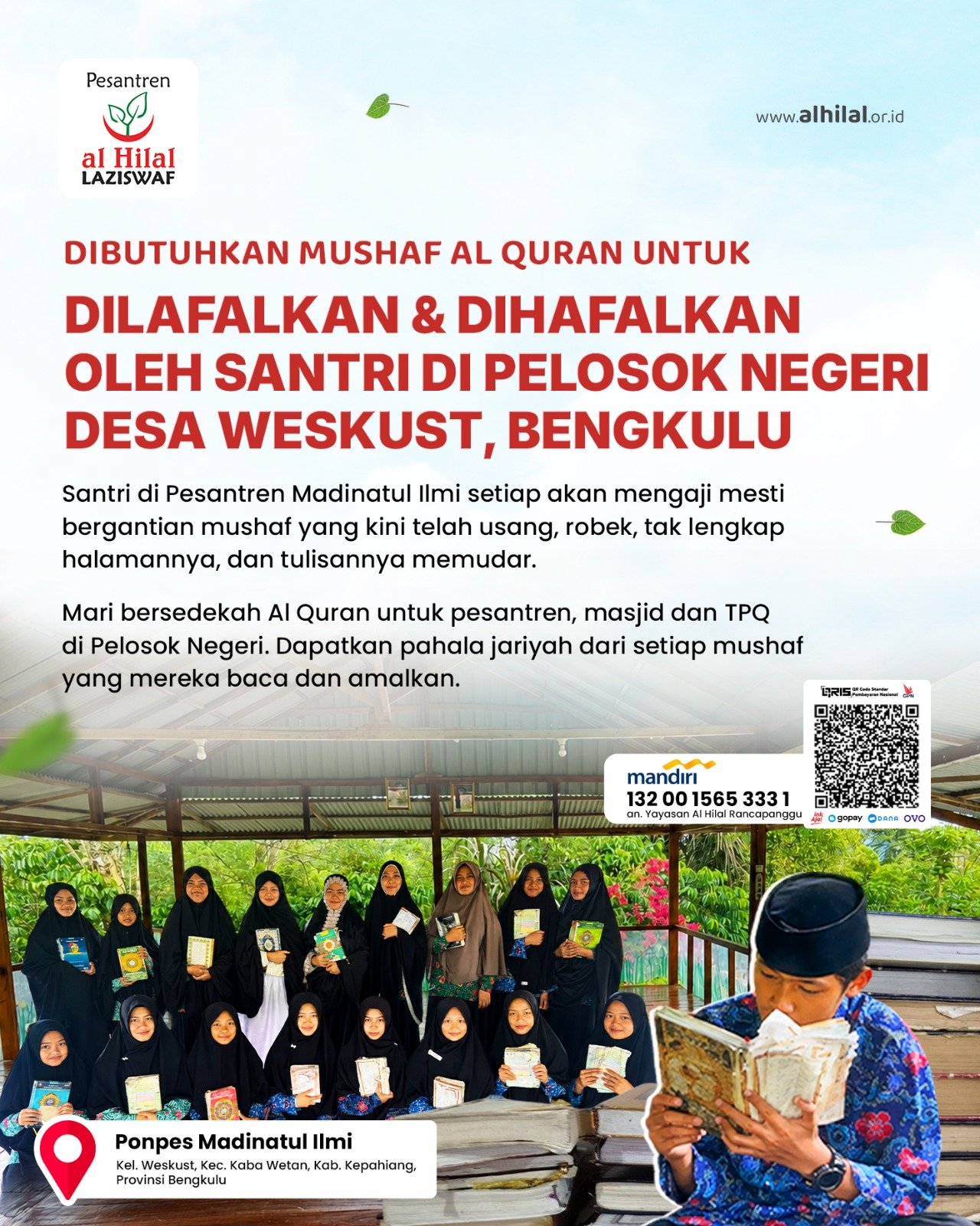 Mushaf Al Quran untuk Santri di Pelosok Negeri Desa Weskust, Bengkulu
