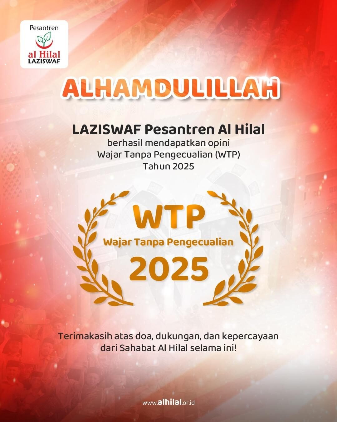 LAZISWAF Pesantren Al Hilal Raih Opini Wajar Tanpa Pengecualian (WTP) Tahun 2025
