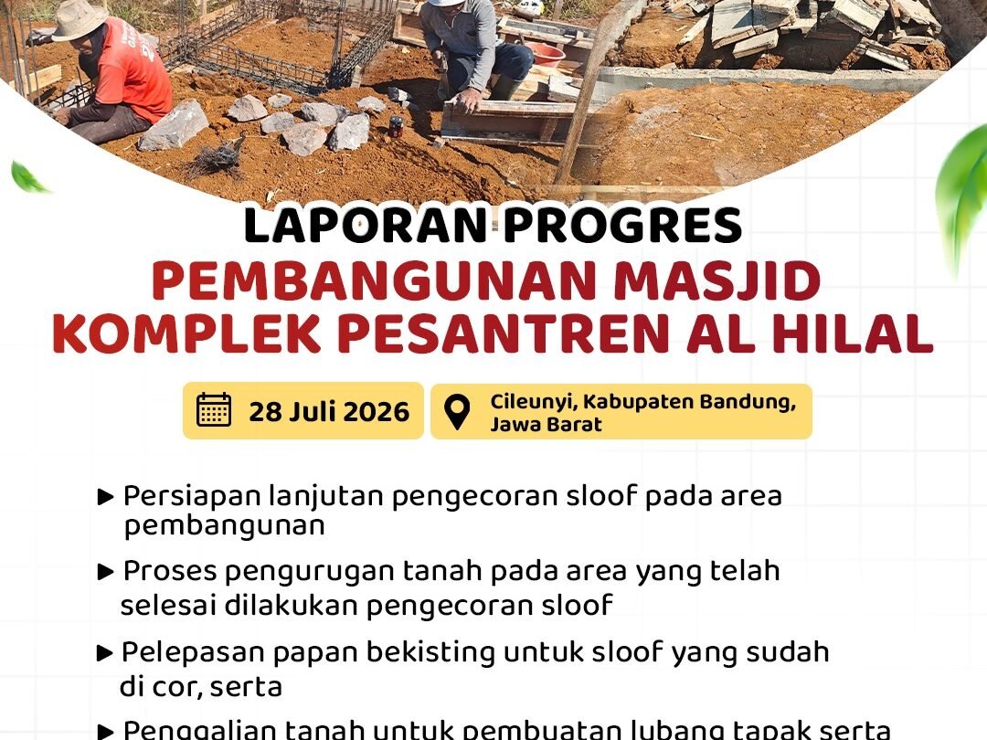 Laporan Progres Pembangunan Masjid Komplek Pesantren Al Hilal, Wakaf Jariyah yang Terus Bergerak