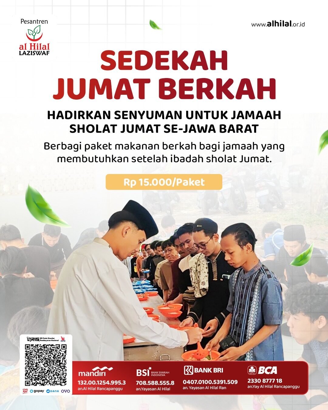 Sedekah Jumat Berkah Rp15.000, Bantu Jamaah di Jawa Barat
