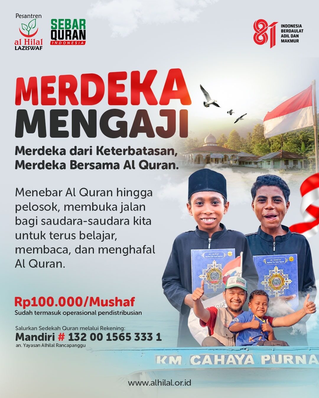 Sedekah Al Quran untuk Pelosok Negeri, Mulai Rp100.000 per Mushaf