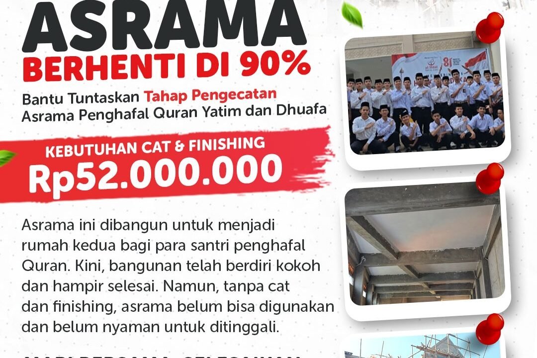 Sedekah Pembangunan Asrama Yatim Al Hilal, Bantu Selesaikan 10%
