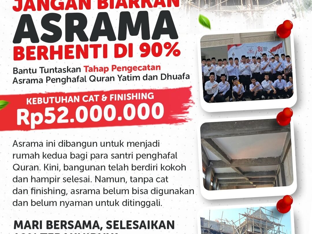 Sedekah Pembangunan Asrama Yatim Al Hilal, Bantu Selesaikan 10%