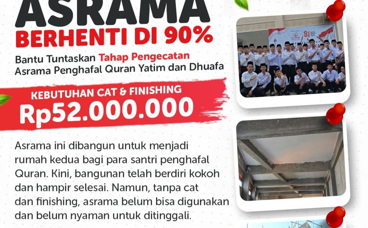 Sedekah Pembangunan Asrama Yatim Al Hilal, Bantu Selesaikan 10%