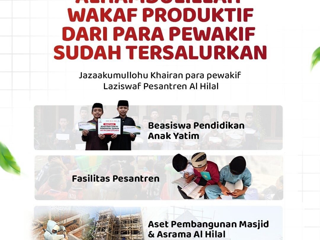 Jazakumullah Khairan Katsiran Para Pewakif, Wakaf Produktif LAZISWAF Pesantren Al Hilal Hadirkan Manfaat untuk Umat
