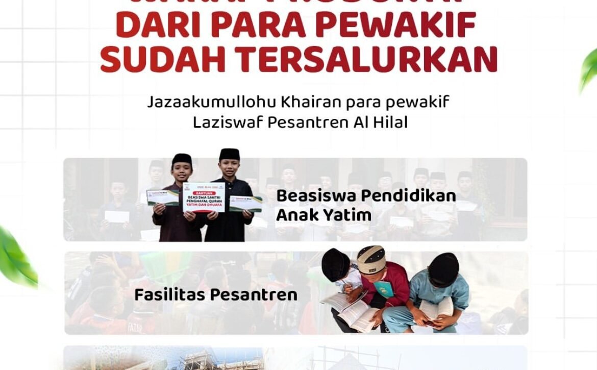 Jazakumullah Khairan Katsiran Para Pewakif, Wakaf Produktif LAZISWAF Pesantren Al Hilal Hadirkan Manfaat untuk Umat