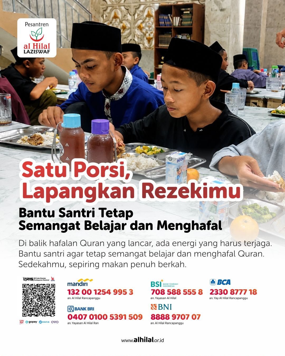 Sedekah Makan Santri, Satu Porsi Lapangkan Rezeki Bersama LAZISWAF Al Hilal