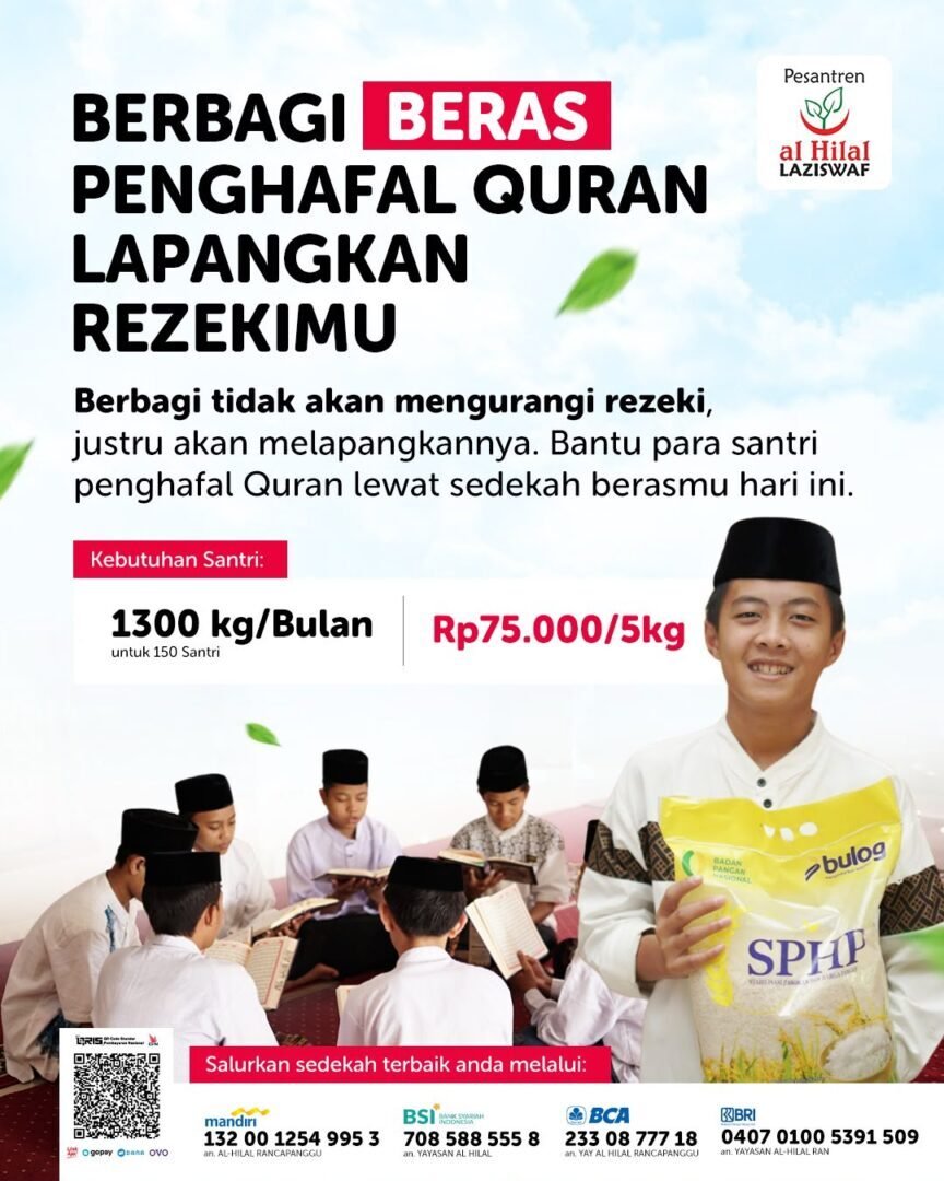 Sedekah Beras Santri Penghafal Quran, Mulai Rp75.000/5Kg