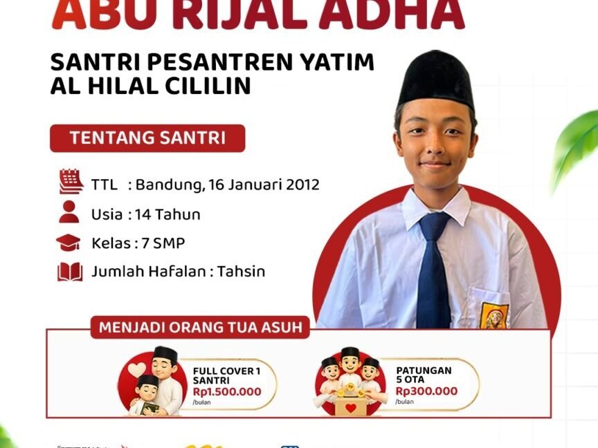 Yuk, Jadi Orang Tua Asuh Santri Yatim Al Hilal, Kenali Kisah Abu Rijal Adha