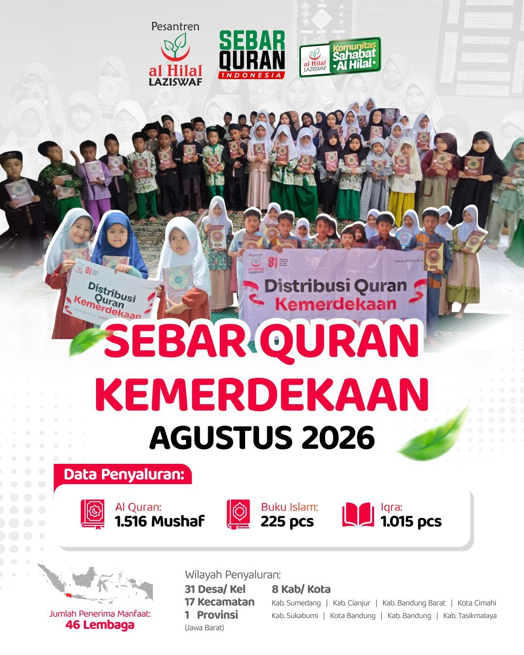 Sebar Quran Kemerdekaan, Hadirkan Cahaya Al Quran hingga ke Pelosok Jawa Barat