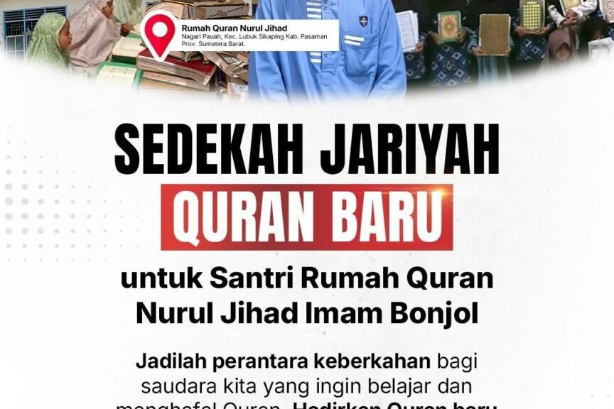 Sedekah Jariyah Quran Baru untuk Santri Rumah Quran Nurul Jihad Pasaman