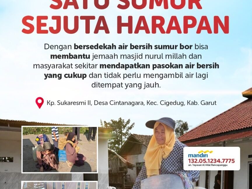 Sedekah Air Bersih Sumur Bor untuk Jemaah Masjid Nurul Millah, Garut