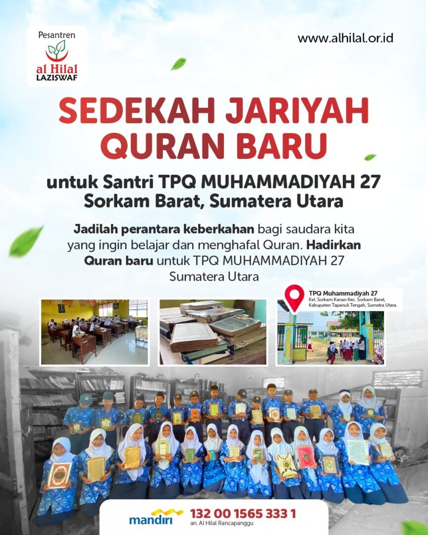 Sedekah Jariyah Quran Baru untuk Santri TPQ Muhammadiyah 27 Sorkam Barat
